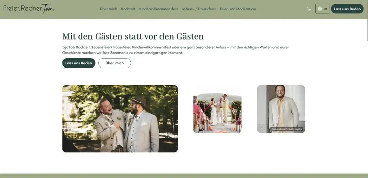 Freier Redner Tom — Startseite mit Hero und Services